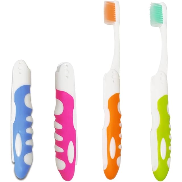 4 Pack Foldable Travel Toothbrushes with Soft Bristles Portable Case