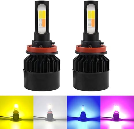 Amazon Catland 車用 Led フォグランプ H8 H9 H11 H16 フォグ Ledバルブ イエロー ホワイト ブルー ピンク 4色 切り替え フォグライト ヘッドライト 汎用 Ledライト 黄色 3000k 白 6000k 青 フォグバルブ 12v 高輝度 Cobチップ 3600lm 2