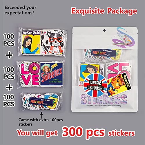 300Pcs Cool Random Stickers Vinyl Skateboard Stickers, Variety Pack For Laptop Guitar Travel Case Water Bottle Car Luggage Bike Sticker Waterproof Graffiti Decals,Gift For Teens Adult #TOP1