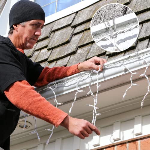 60-Count Metal Gutter Hooks For Outdoor Christmas Lights, Outside Lights Gutter Hangers For Gutter Guards Mesh Leaf Filter Shingles Eaves Fences, Ornament Clips Hooks For Hanging Christmas Lights #TOP6