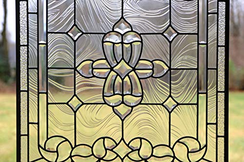 TMI ART PANEL All Clear Stained Glass and Beveled Window Panel, 24x28 inches TMI2428-A
