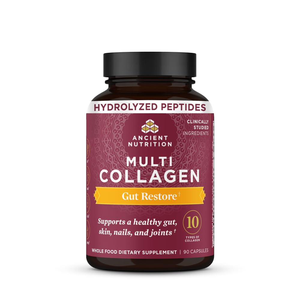 Ancient Nutrition Hydrolyzed Multi Collagen Peptides Capsules, Gut Restore