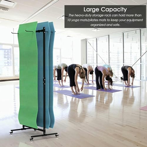 Support de tapis de yoga au sol avec roulettes pour rangement de salle d'exercice - 3