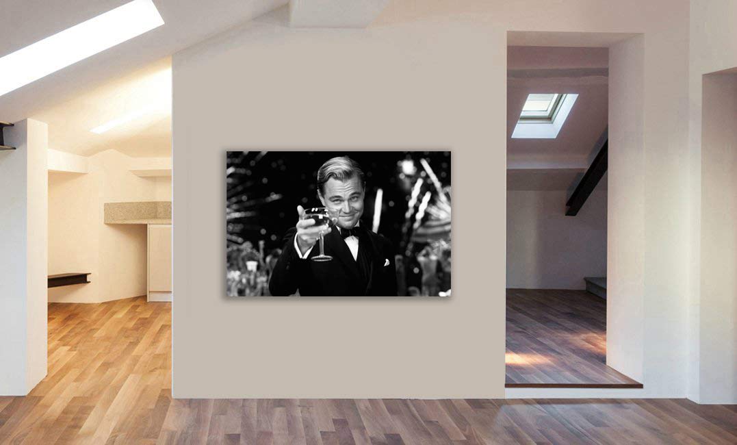 Gerahmter Kunstdruck auf Leinwand, Motiv The Great Gatsby, Leonardo DiCaprio, verschiedene Größen (A0, 47 x 33 Zoll)