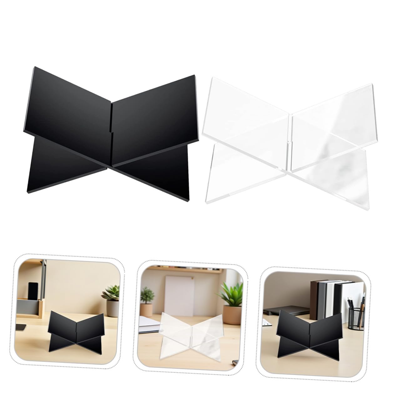 2 set Leggi Libri in Acrilico Trasparente e Nero Supporto Multiuso per Ricettari Libri di Testo e Riviste Leggio da Tavolo Stabile per Cucina Scrivania e Tavolino