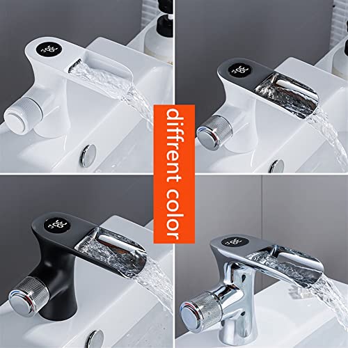 Robinet de lavabo contre les brûlures avec indicateur de température digital noir