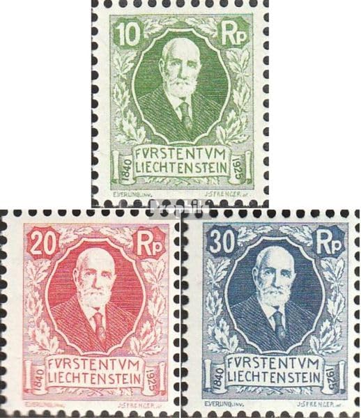 Sellos de Liechtenstein 1925 Johann II Prophila 72-74 serie completa con charnela para coleccionar
