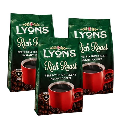 Image of Lyons Rich Roast Instant Coffee Refill Packs (3x70g) - Perfectly indulgent instant coffee Bulk coffee refill bags, 40 cups per coffee bag (120 cups),