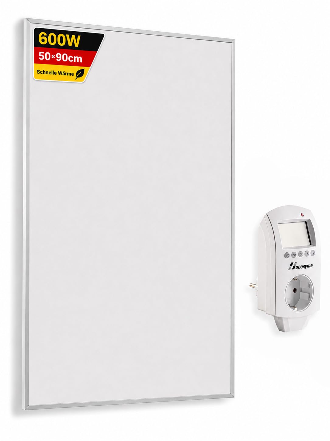 Infrarotheizung 600W mit Thermostat - Eco-Modell - Wandmontage