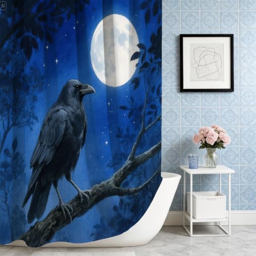 Rideau de douche corbeau 200x200 cm en tissu polyester imperméable - 5