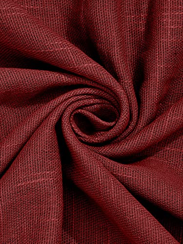 Image of Cotton Linen Solid Curtain with Eyelet Rings,Window Curtains for Pooja Room /Living Room /Dining Hall /Hotel /Bedroom /Kid Room /Kitchen (5 Feet, Maroon) Set of 2