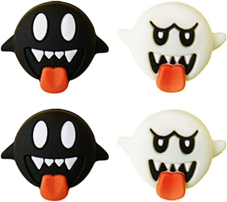 PERFECTSIGHT Halloween Skull Switch Thumb Grips, lindas tapas de joystick para Nintendo Switch Lite/OLED 4 piezas cubierta de palanca de pulgar, cubierta de botón para controlador NS Joycon (fantasmas blancos negros)