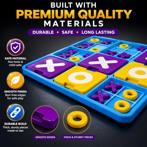 Image of Ultimate Tic Tac Toe Board Game for Kids 8+ & Adults | 3D Strategy Brain Game for Family Fun, Educational Thinking Toy | Indoor Travel Board Game for Boys, Girls & Family Game Night