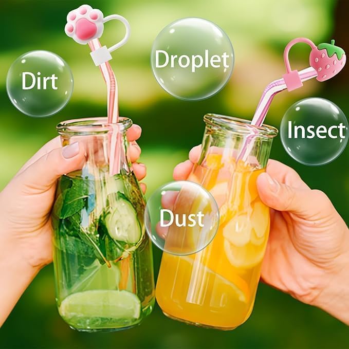 Mshine 5Pcs Cute Silicone Straw Covers for Stanley Cups & Tumblers Reusable Dust-Proof Straw Cap Kawaii Animal & Flower Designs Food-Grade Silicone, Fit for 6mm, 7mm and 8mm Straws (Multi Design) - Image 8 thumbnail