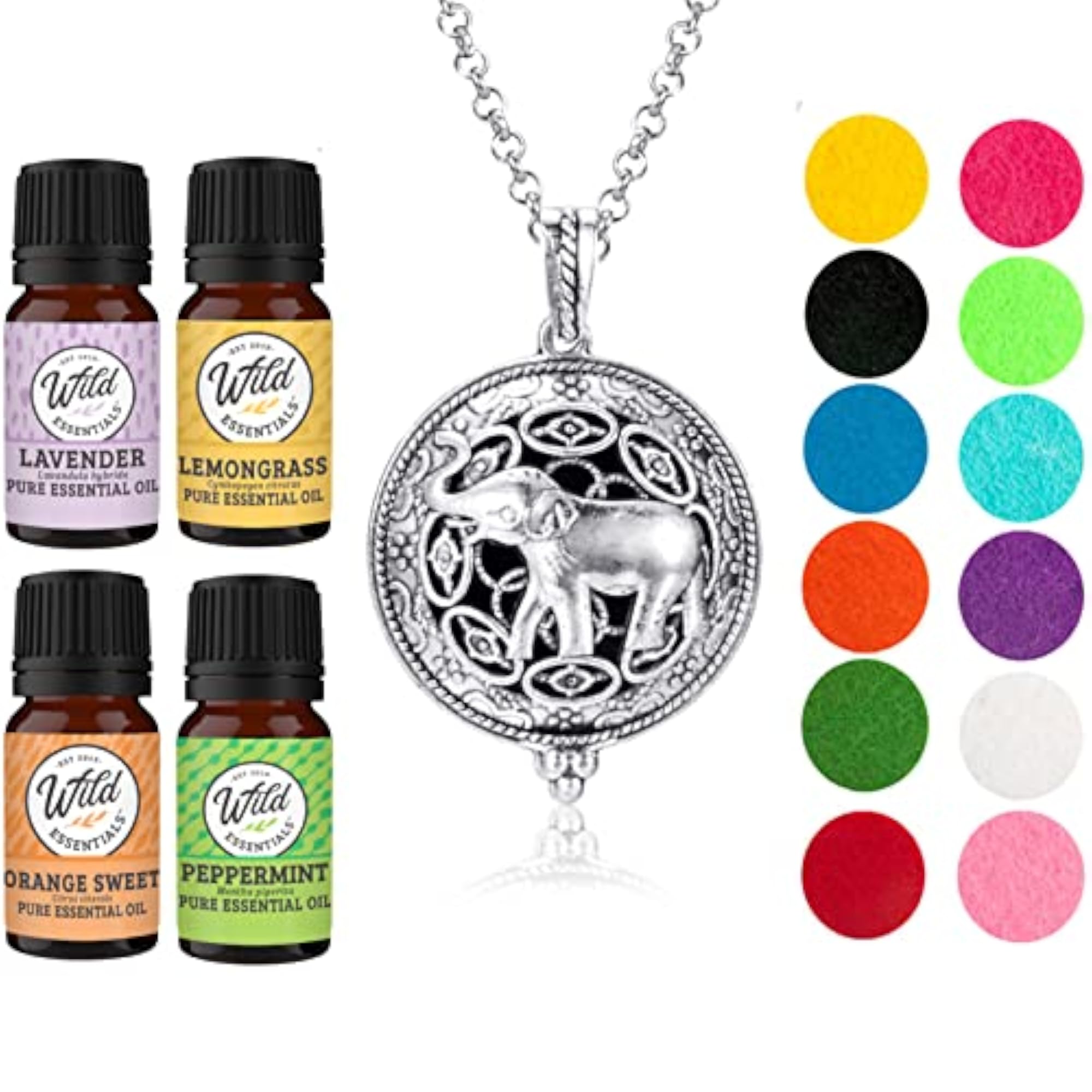 Wild Essentials Elephant Essential Diffuser Necklace Set