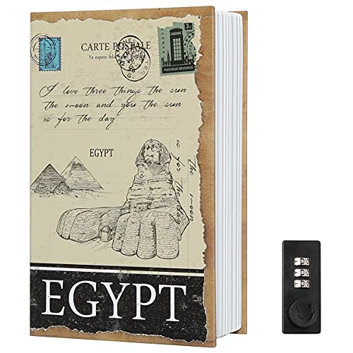 Diversion Book Safe Storage Box,Safe Box with Premium Combination Lock, Portable Book-Safe,Perfect for Home, Travel,Dorm Store Money, Jewelry, Phone and Passport (Egpty)