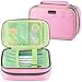 Homecube Pencil Case Big Capacity Storage Pen Bag Makeup Pouch Durable Students Stationery Two Big Pockets With Double Zipper- 8.7x6x3.2"- Rose Red