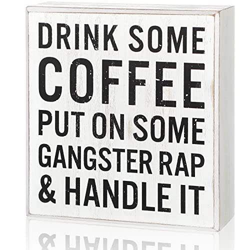 Coffee Wood Box Sign for Desk Decor