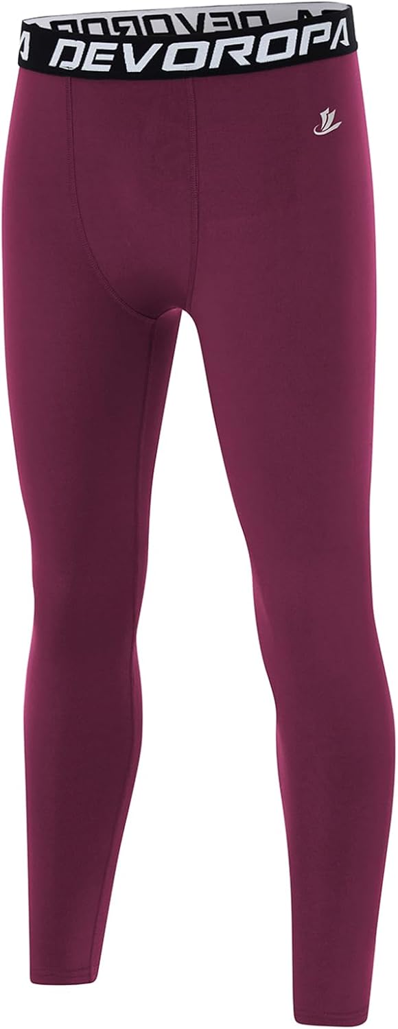 DEVOROPA Boys Leggings Youth Compression Pants Sports Tights Basketball Football Baseball Soccer Baselayer Slim/Regular/Husky