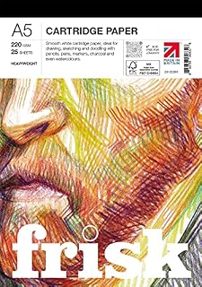 Frisk Cartridge Drawing Sketching Paper Pad A5 220gsm, White