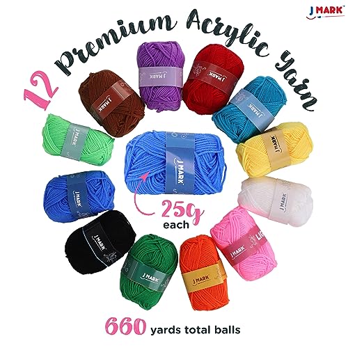 Image of J MARK Acrylic Crochet Kit for Beginners - Premium Crochet Starter Kit for Adults Bundle