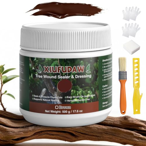 Xiufudaw Tree Wound Sealer & Dressing, 500g Pruning & Grafting Healing Paste for Trees, Shrubs, Bonsai & Roses – Fast-Acting Protective Seal, Plant-Friendly, Light Brown