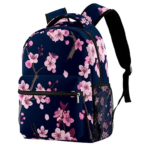 Sac à dos classique motif fleurs de cerisier rose pour femme et adolescent, dimensions 29x20x40cm
