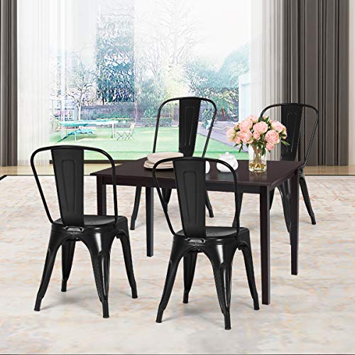 image for COSTWAY Metal Bar stools Set of 4, with Removable Back, Cafe Side Chai