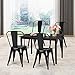 COSTWAY Metal Bar stools Set of 4, with Removable Back, Cafe Side Chairs with Rubber Feet, Stylish and Modern Chairs, for Kitchen, Dining Rooms, and Side Bar（Black，18''