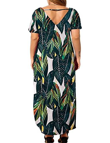Image of Kancystore Women's Plus Size Dresses Summer Casual Loose Pocket Short Sleeve Slits Long Maxi Dress XL-5X