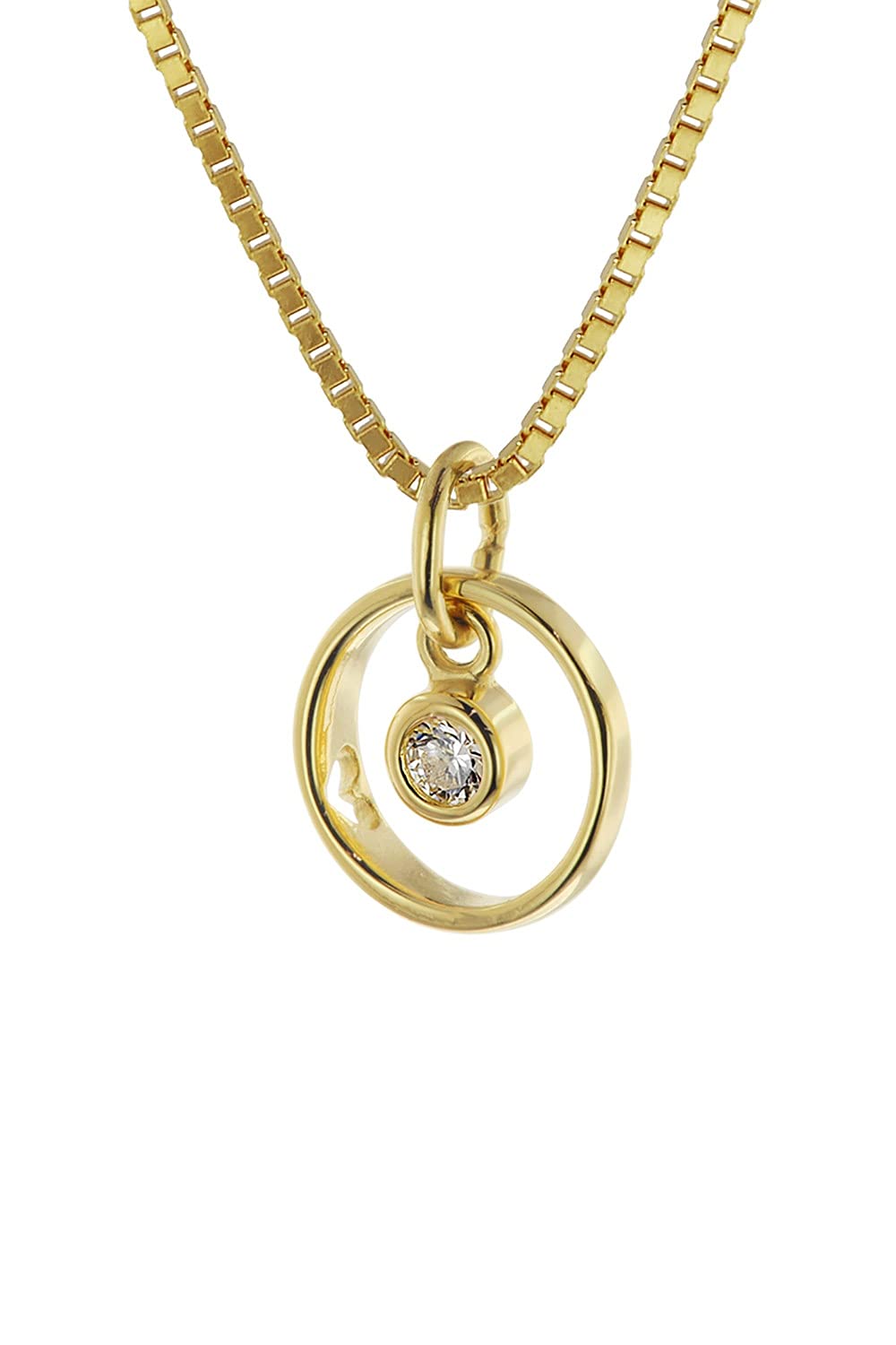 trendor Kinder Taufring-Anhänger Gold 333 mit Vergoldeter Silberkette 51098