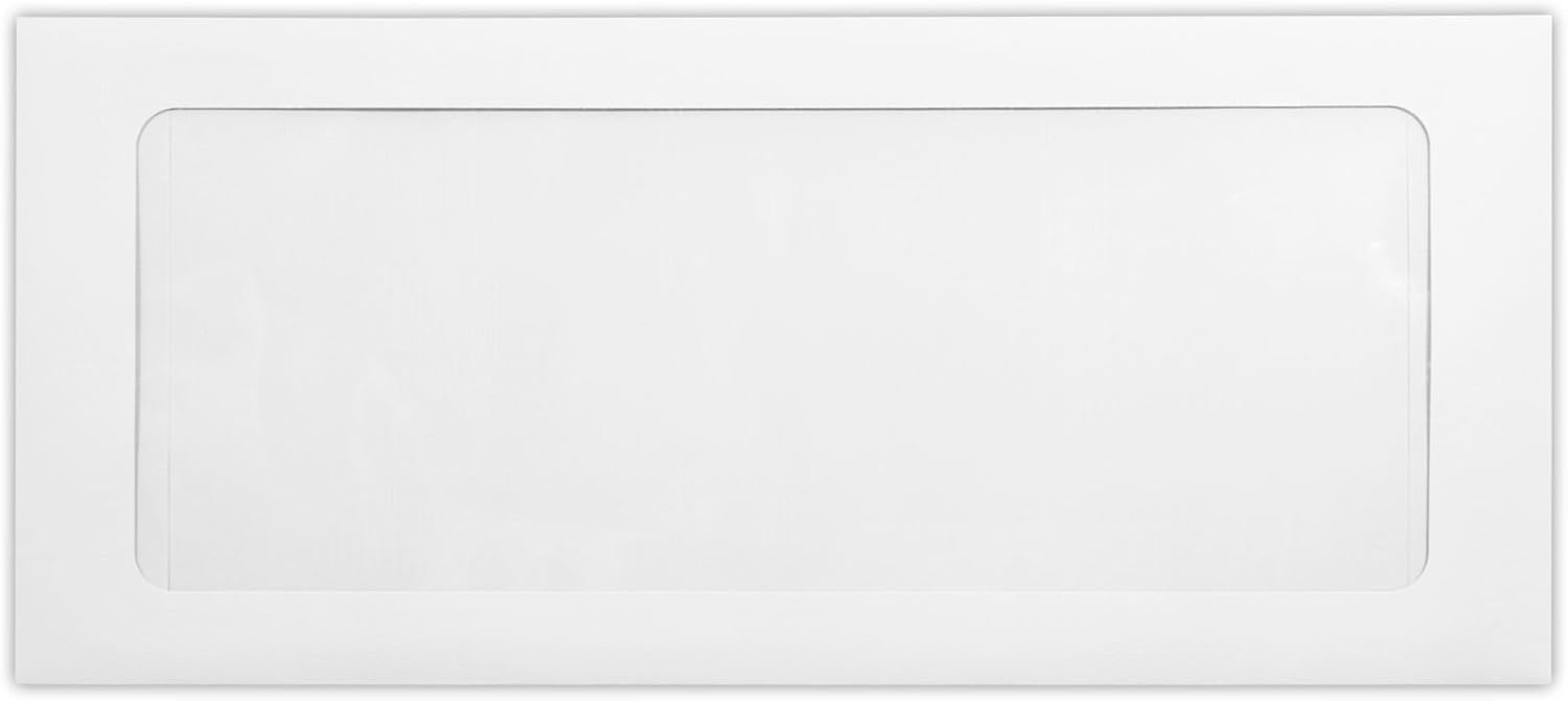 LUXPaper #10 Business Full Face Window Envelopes | Peel & Press | 4 1/8 x 9 1/2 | White | 80lb. Text | 500 Qty