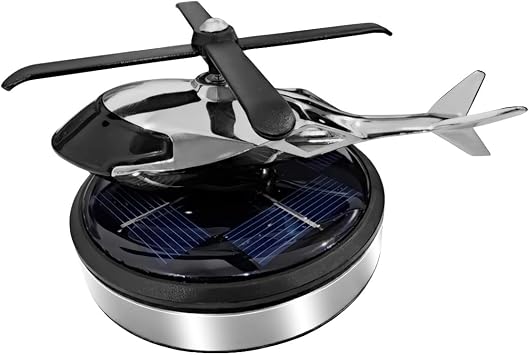 KITUREK Helicopter Solar Rotating Car Air Fresheners for Home Office Silver | Creative Perfume Decoration, Airplane Fragrance Diffuser for Car Dashboards, Bedrooms