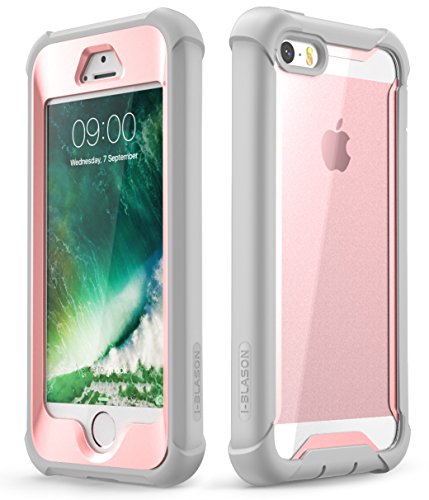 i-Blason Ares Designed for iPhone SE Case, iPhone 5s/5 case, Full-Body Rugged Clear Bumper Case with Built-in Screen Protector for Apple iPhone SE 2016 Release (Compatible with iPhone 5s/5) (Pink)