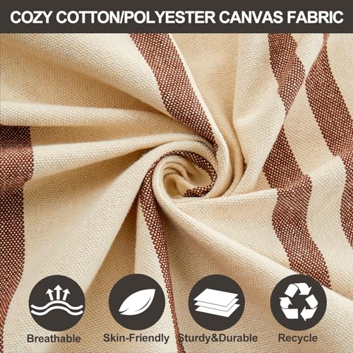 Image of CHULIM Brazilian Double Hammock with Tree Straps,Extra Large 94x63IN,2 Persons Hammock for Backyard Patio Outdoor and Indoor,450lbs Weight Capacity,Soft Woven Cotton Fabric - Beige Brown Stripe
