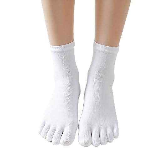 2 pares de meias longas de cor sólida para homens e mulheres, meias de algodão respiráveis com cinco dedos