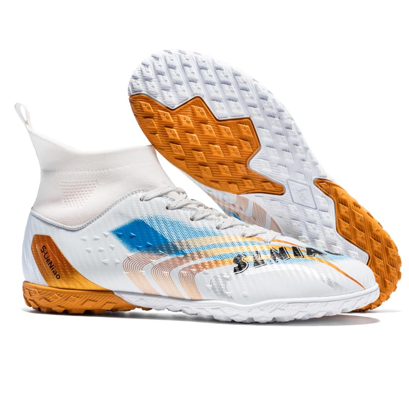 High-top Men's Soccer Cleats, Artificial Grass Shoes, Knitted Ankle Support4