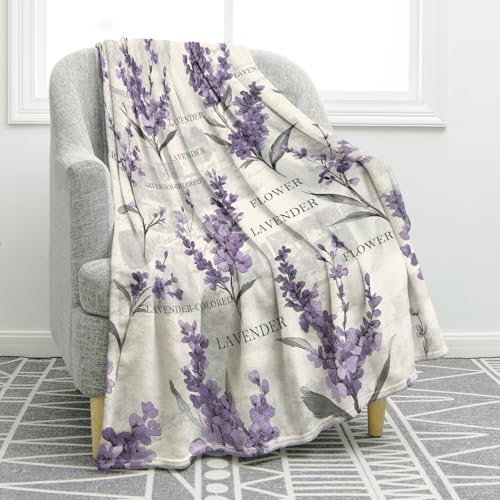 Jekeno Purple Lavender Floral Throw Blanket 50"x60", Gifts for Women