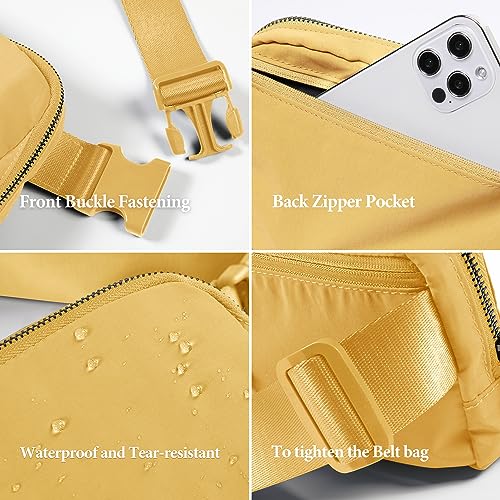 Image of ODODOS Unisex Mini Belt Bag with Adjustable Strap Small Fanny Pack for Workout Running Traveling Hiking, Buff Yellow