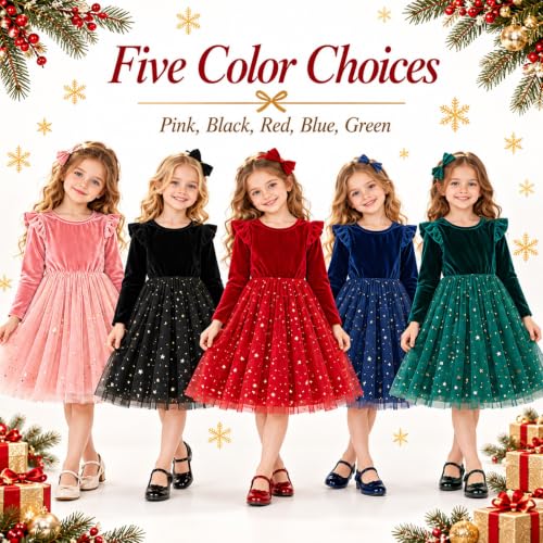 Gaexia Girl Velvet Christmas Dress Velvet Sequin Tutu Dress 2-12Y - image 6