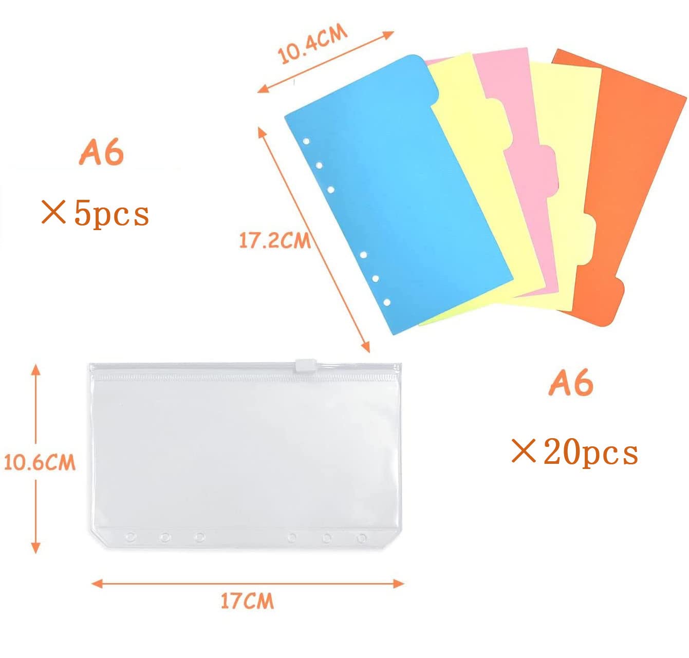 Rangement Documents A6 20 Pochettes Plastique A6 Perforées - À Glissière Transparente - Pour Classement Documents, Cartes Rangement Transparent
