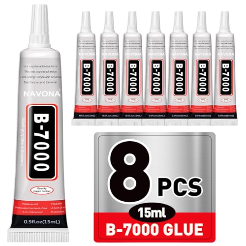8 PCS 15ml B7000 Glue Clear with Precision Tip, Rhinestone Glue for Nail, B-7000 Glues for Craft Glues, Jewelry Making, Nail Art, DIY, Makeup, Shoes