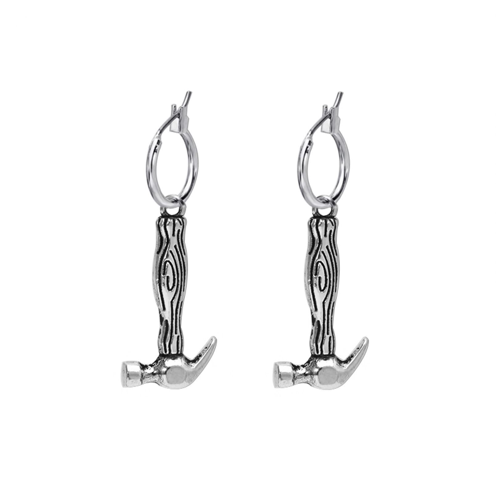 Boucles d'oreilles mignonnes forme outil couleur argentée unique