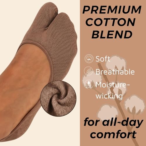 Image of F Flammi No Show Socks Women Tabi Socks Non Slip Flip Flop Socks Low Cut for Sneaker Lofer Boat Shoes