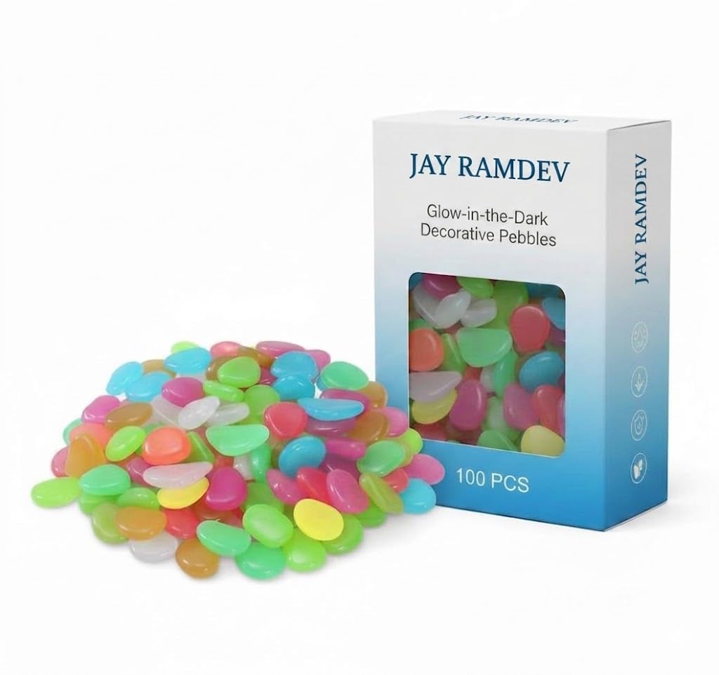 Colorful Luminous Stones Glow in Dark Pebbles for Aquarium Fish Tank Garden Pathway Patio Lawn Decorative Gravel (100 Pcs)-image-11