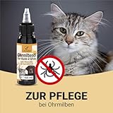 Canifee - Ohrentropfen für Hunde und Katzen, Ohrenmilbenöl mit Manuka-Öl bei Hefepilz und Ohrmilben, 60ml Flasche mit fein einstellbarem Dosierkopf, natürliches Pflegeöl gegen Entzündungen
