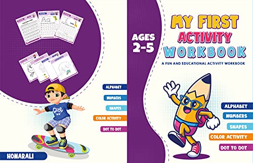 MY FIRST ACTIVITY WORKBOOK A FUN AND EDUCATIONAL ACTIVITY WORKBOOK, My first kindergarten math activities workbook: practice for kids with line tracing letter, numbers and more (English Edition)