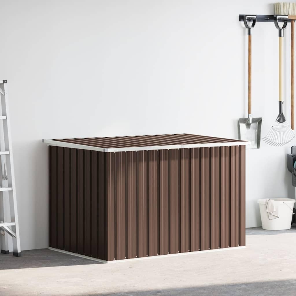Gartenbox Braun aus verzinktem Stahl mit 1,03 m³ Stauraum, wetterfest, wasserdicht, mit Klappdeckel für Auflagen, Kissen, Polster, ideal für Balkon, Terrasse, Outdoor und Winter
