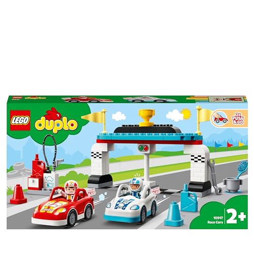 DUPLO Town Auto da Corsa, Set Macchine Giocattolo per Bambini di 2 Anni con 2 Automobili Push-and-Go, 10947 - Lego - Immagine 1