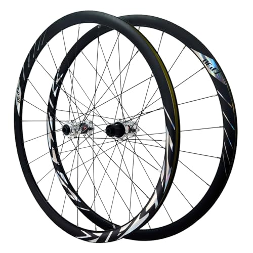 700C Bicicleta De Carretera Juego De Ruedas Frenos De Disco 12/15 X100mm/12 X 142mm Ruedas Eje Pasante Llantas De Aleación De Aluminio para Cassettes De 8-12 Velocidades(Titanium,15x100mm)